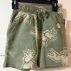 Green Dinosaur Print Shorts